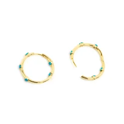 Pendientes de Plata de Ley 925 y Turquesa acabado oro amarillo de 18k Grukma