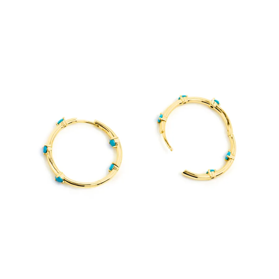 Pendientes de Plata de Ley 925 y Turquesa acabado oro amarillo de 18k Grukma