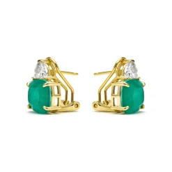Pendientes de Plata de Ley 925 y Cuarzo Hidrotermal Verde Paraiba acabado oro amarillo de 18k - Rukna