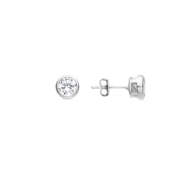 Pendientes de Plata de Ley 925 con Circonita Brillante acabado Rodio - Basili