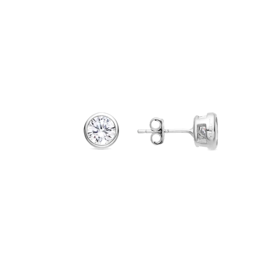 Pendientes de Plata de Ley 925 con Circonita Brillante acabado Rodio - Basili