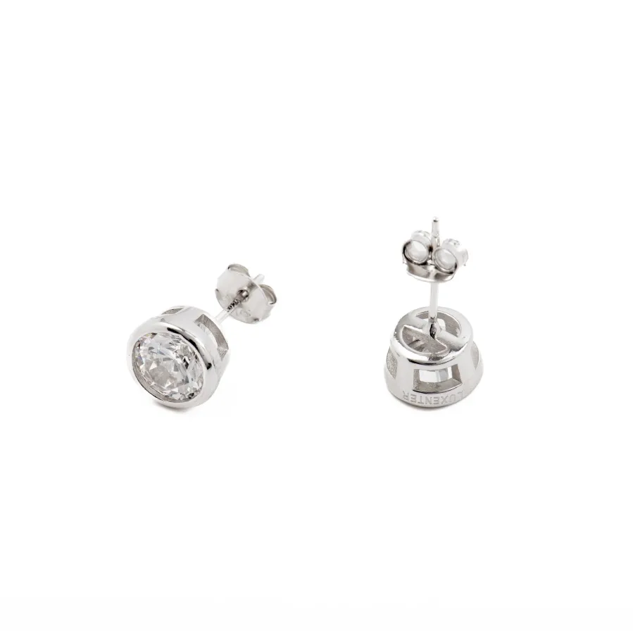 Pendientes de Plata de Ley 925 con Circonita Brillante acabado Rodio - Basili