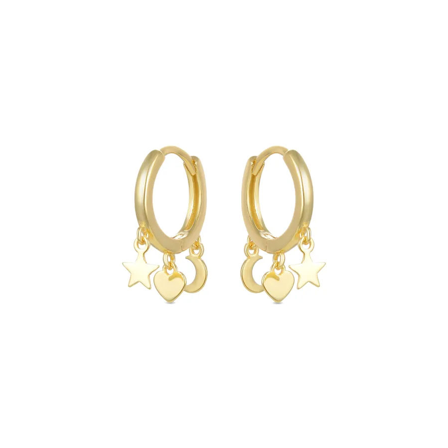 Pendientes de Plata de Ley 925 acabados en oro amarillo 18K - Zaccus