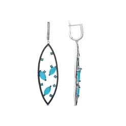 Pendientes de Plata de Ley 925 y Cuarzo Hidrotermal Verde Paraiba acabado rodio - Dadeck