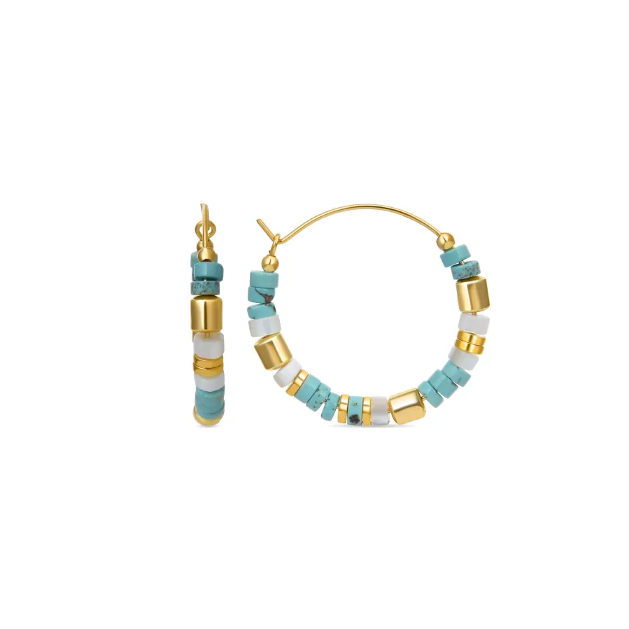 Pendientes de Plata de Ley 925 con Turquesa acabados en oro amarillo 18K - Ihun