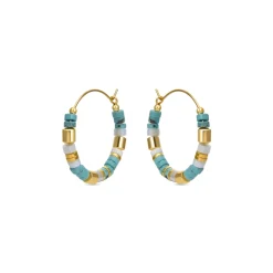 Pendientes de Plata de Ley 925 con Turquesa acabados en oro amarillo 18K - Ihun