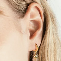 Pendientes de Plata de Ley 925 con Circonita Multicolor acabados en oro amarillo 18K - Siba