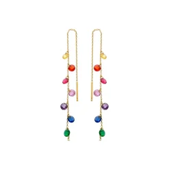 Pendientes de Plata de Ley 925 con Circonita Multicolor acabados en oro amarillo 18K - Melne