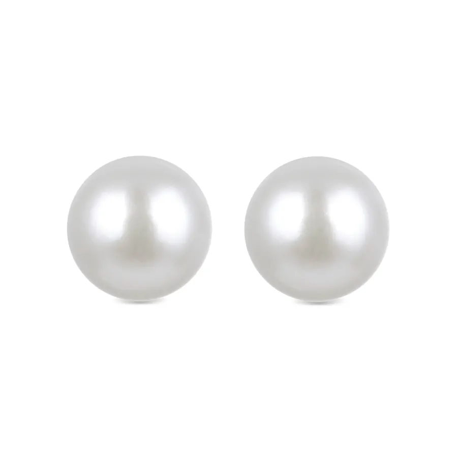 Pendientes de Plata de Ley 925 con Perla Blanca acabados en oro amarillo 18K - Básico