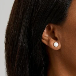 Pendientes de Plata de Ley 925 con Perla Blanca acabados en oro amarillo 18K - Básico
