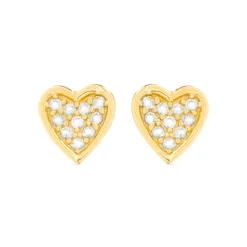 Pendientes de Plata de Ley 925 y Circonita Brillante acabados en oro amarillo 18K - Corazón