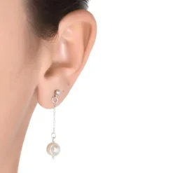 Pendientes de Plata de Ley 925 con Perla Blanca acabados en rodio - Kiarik