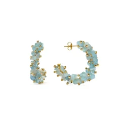 Pendientes de Plata de Ley 925 y Jade Azul acabado en oro amarillo 18k - Isem