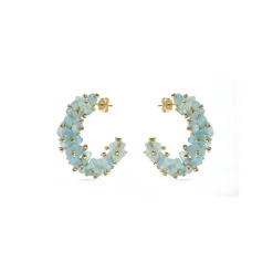 Pendientes de Plata de Ley 925 y Jade Azul acabado en oro amarillo 18k - Isem