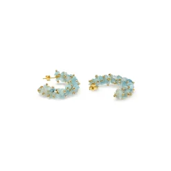 Pendientes de Plata de Ley 925 y Jade Azul acabado en oro amarillo 18k - Isem