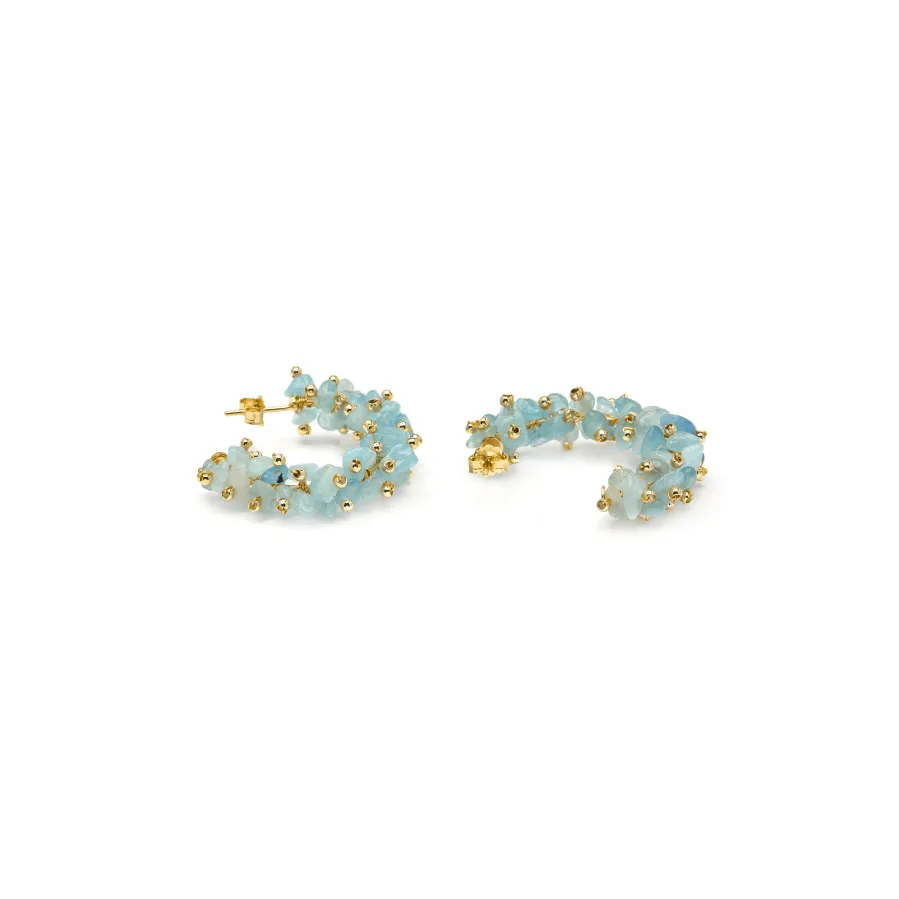 Pendientes de Plata de Ley 925 y Jade Azul acabado en oro amarillo 18k - Isem