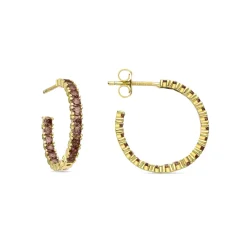 Pendientes de Plata de Ley 925 con Circonita Marrón acabados en oro amarillo 18K - Iotha