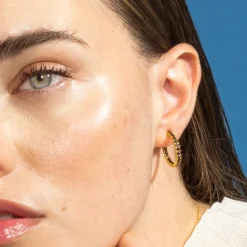 Pendientes de Plata de Ley 925 con Circonita Marrón acabados en oro amarillo 18K - Iotha
