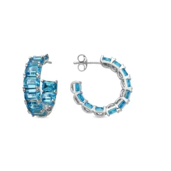 Pendientes de Plata de Ley 925 y Circonita Topacio Azul acabado rodio - Syruo
