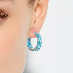 Pendientes de Plata de Ley 925 y Circonita Topacio Azul acabado rodio - Syruo
