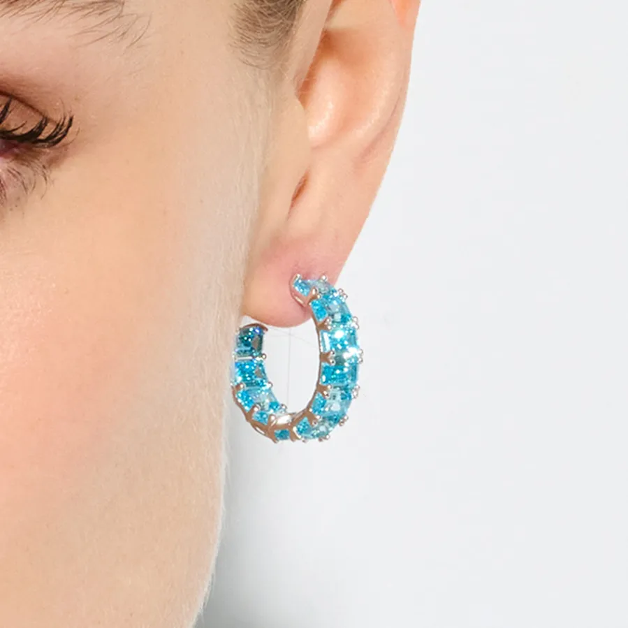Pendientes de Plata de Ley 925 y Circonita Topacio Azul acabado rodio - Syruo