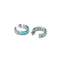 Pendientes de Plata de Ley 925 y Circonita Topacio Azul acabado rodio - Syruo