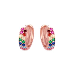 Pendientes de Plata de Ley 925 con Circonita Multicolor acabados en oro rosa 18K - Imewa