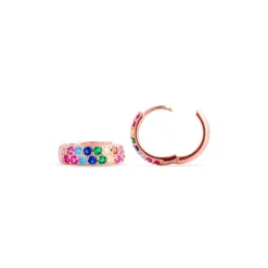 Pendientes de Plata de Ley 925 con Circonita Multicolor acabados en oro rosa 18K - Imewa