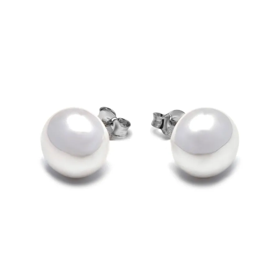 Pendientes de Plata de Ley 925 con Perla Blanca acabados en rodio - Nandi