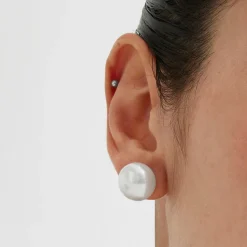 Pendientes de Plata de Ley 925 con Perla Blanca acabados en rodio - Nandi
