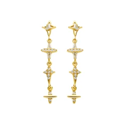 Pendientes de Plata de Ley 925 y Circonita Brillante acabado oro 18k - Holis