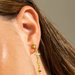 Pendientes de Plata de Ley 925 y Circonita Brillante acabado oro 18k - Holis