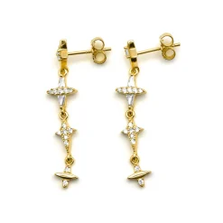 Pendientes de Plata de Ley 925 y Circonita Brillante acabado oro 18k - Holis