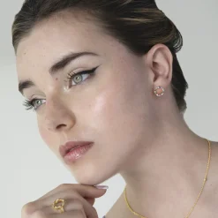 Pendientes de Plata de Ley 925 con Circonita Multicolor acabados en oro amarillo 18K - Thilak