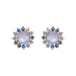 Pendientes de Plata de Ley 925 y Circonita Multicolor acabado rodio - Nopsa