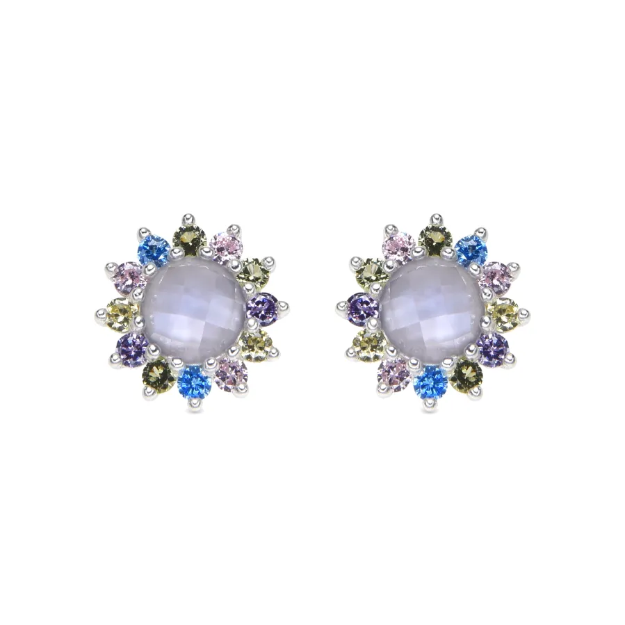 Pendientes de Plata de Ley 925 y Circonita Multicolor acabado rodio - Nopsa