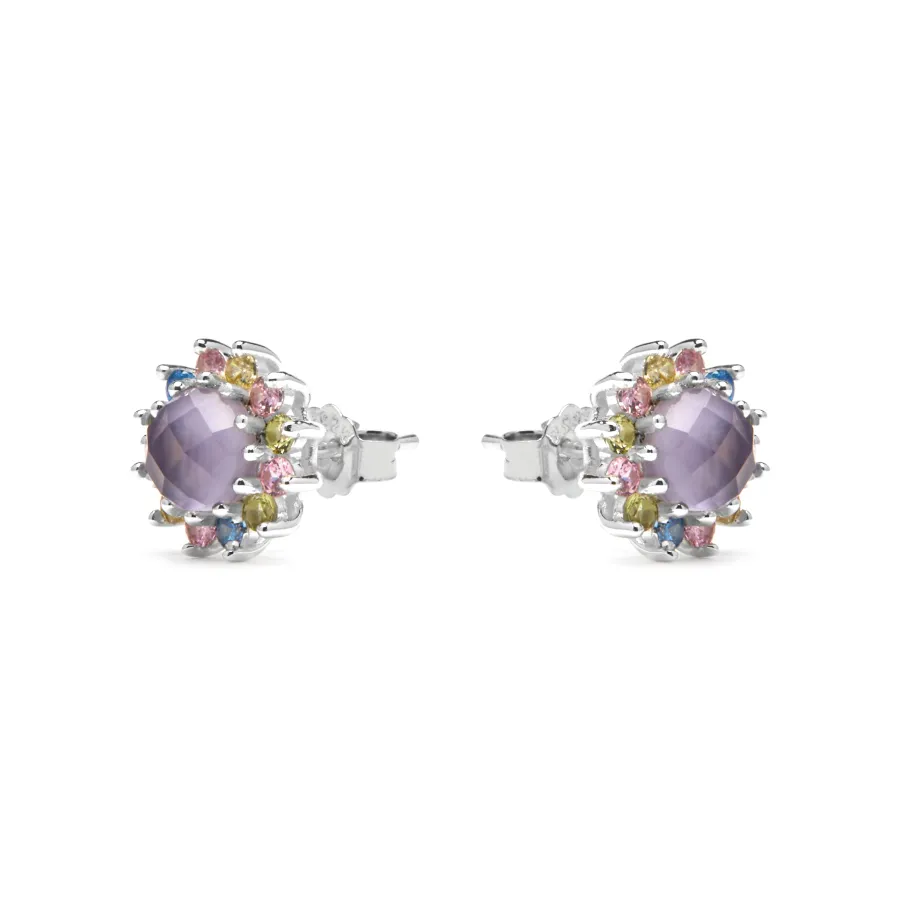 Pendientes de Plata de Ley 925 y Circonita Multicolor acabado rodio - Nopsa