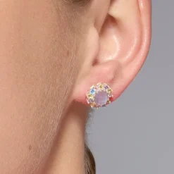 Pendientes de Plata de Ley 925 y Circonita Multicolor acabado rodio - Nopsa
