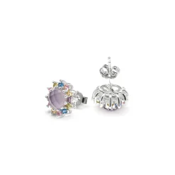 Pendientes de Plata de Ley 925 y Circonita Multicolor acabado rodio - Nopsa