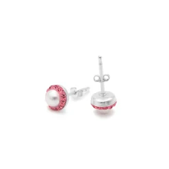 Pendientes de Plata de Ley 925 y Circonita Rosa acabado en rodio - Kapore