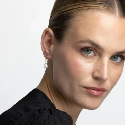 Pendientes de Plata de Ley 925 con Perla Blanca acabados en oro amarillo 18K - Essential