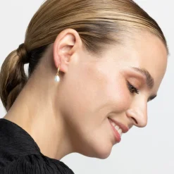 Pendientes de Plata de Ley 925 con Perla Blanca acabados en oro amarillo 18K - Essential