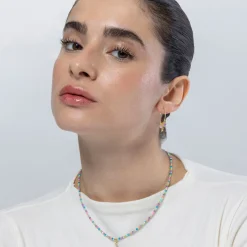Pendientes de Plata de Ley 925 y Cristal Multicolor acabados en oro amarillo 18K - Estrella