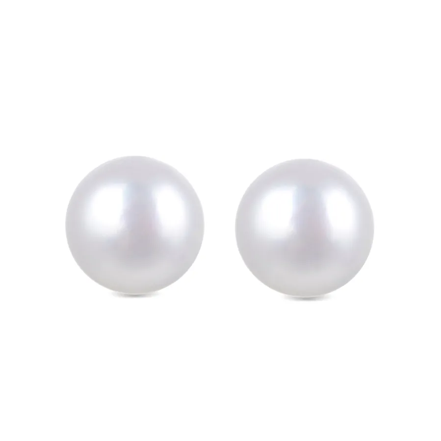 Pendientes de Plata de Ley 925 de 12mm con Perla Blanca acabados en rodio - Básico
