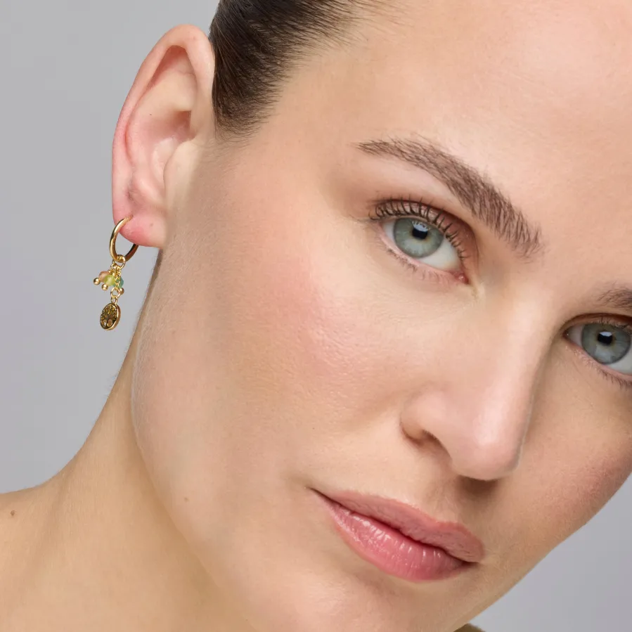 Pendientes de Plata de Ley 925 y Cristal Multicolor acabado oro amarillo de 18k - Balal