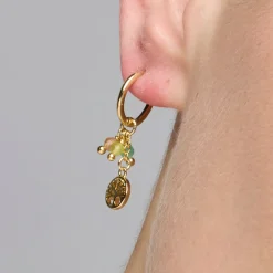 Pendientes de Plata de Ley 925 y Cristal Multicolor acabado oro amarillo de 18k - Balal