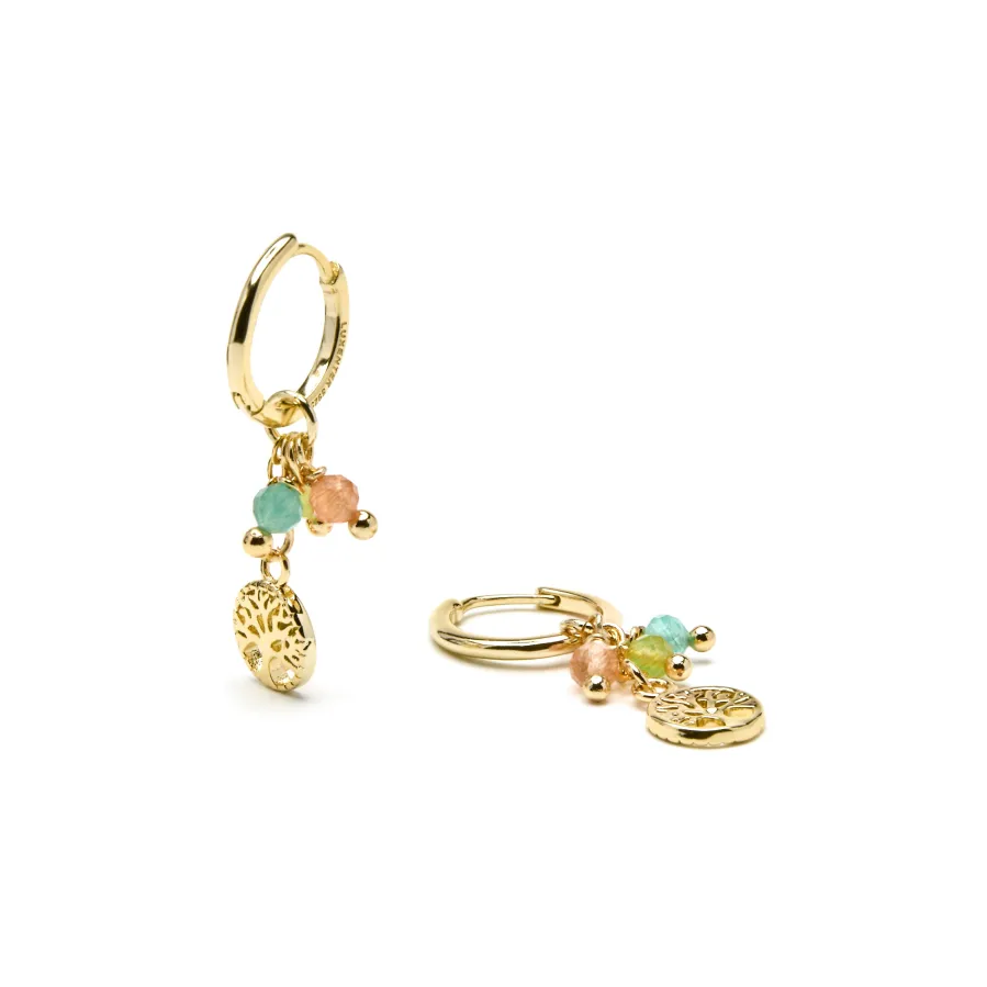 Pendientes de Plata de Ley 925 y Cristal Multicolor acabado oro amarillo de 18k - Balal