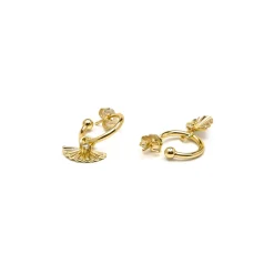 Pendientes de Plata de Ley 925 y Circonita Brillante acabado oro amarillo de 18k - Matabak