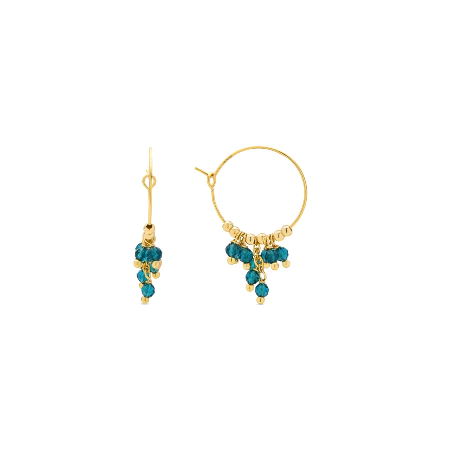 Pendientes de Plata de Ley 925 y Cristal Verde acabado oro amarillo de 18k - Drako