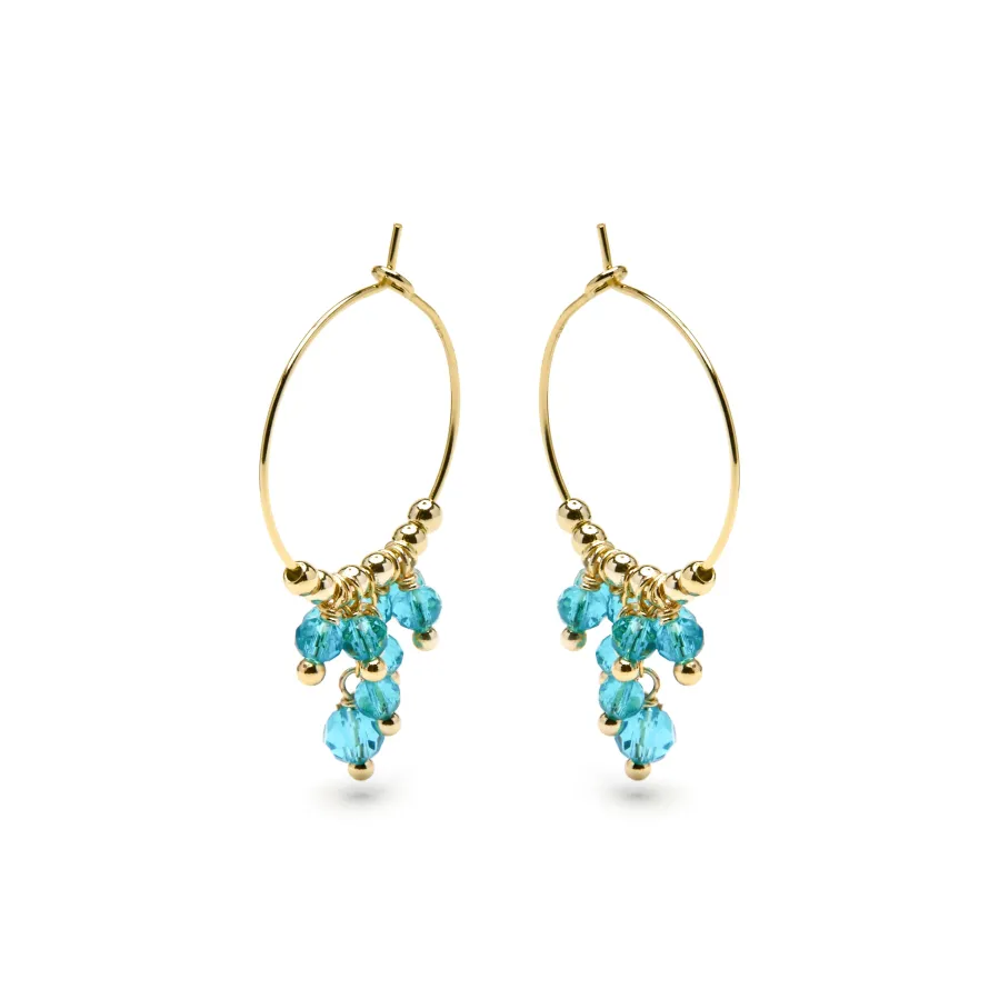 Pendientes de Plata de Ley 925 y Cristal Verde acabado oro amarillo de 18k - Drako